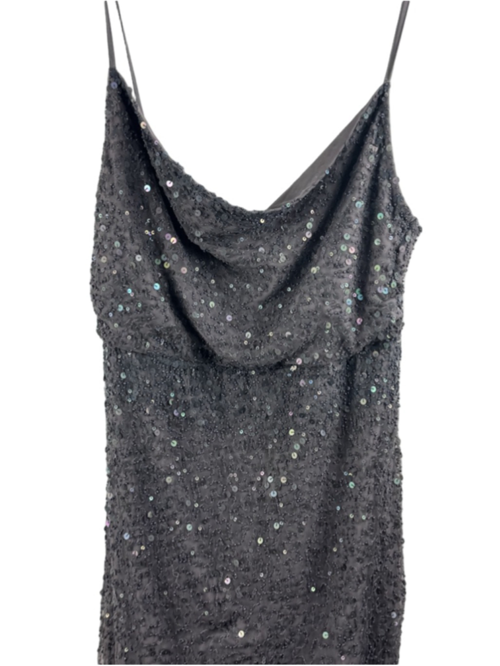 Forever That Girl Gray Sequin Cowl Neck Midi Dress Size 8